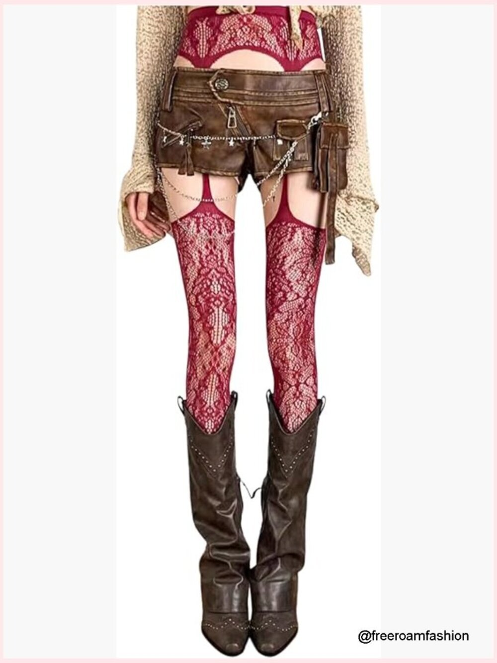 Sheer Lace Suspender Tights Thigh High Garter Stockings Y2K Style